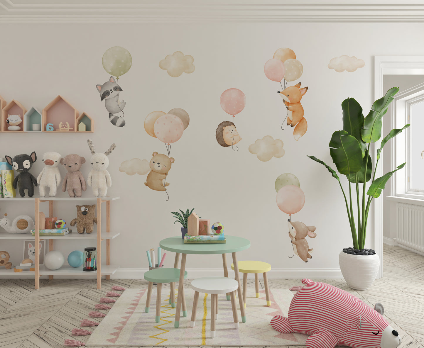 Pastel Animals on Balloons