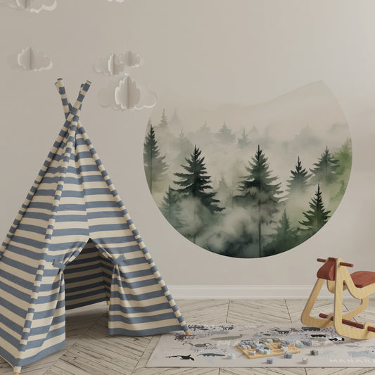 Foggy Forest Round Decal