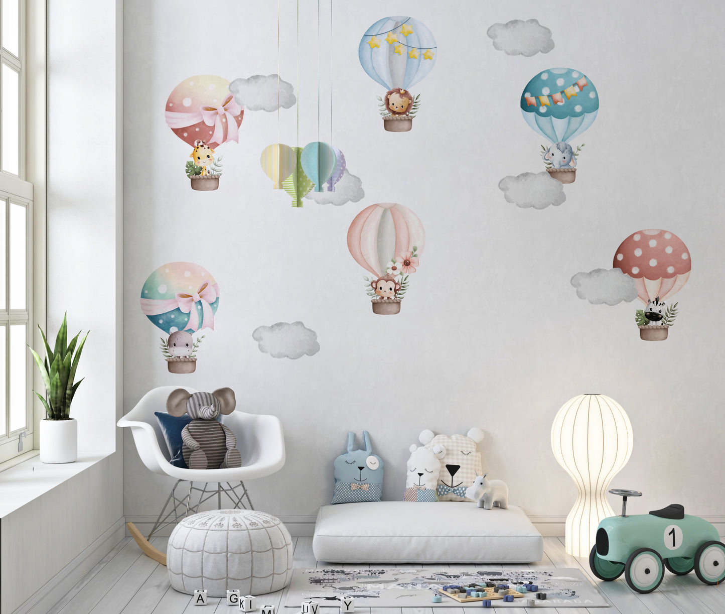 Colorful Hot Air Balloons with Animals