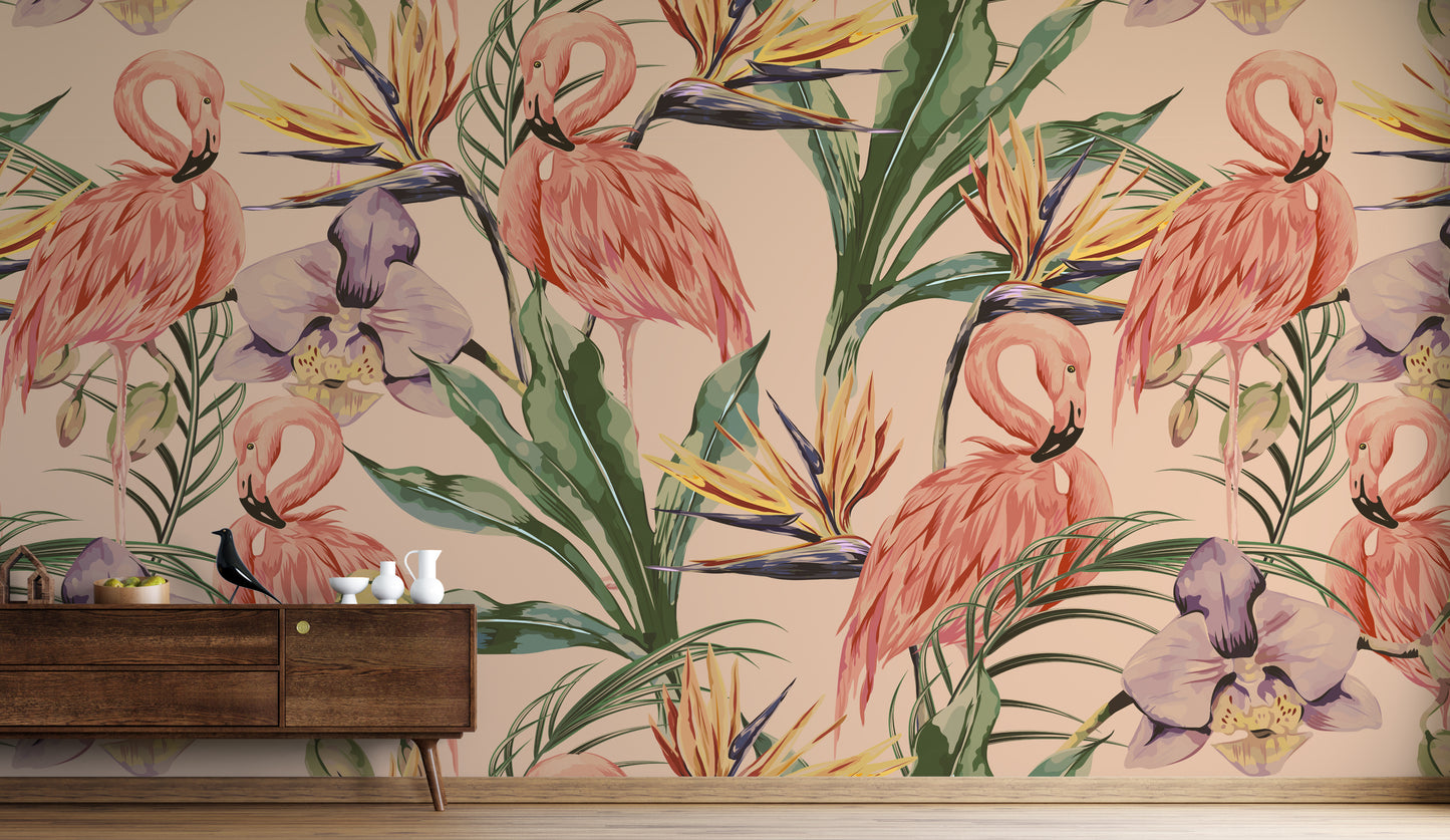 Tropical Flair Flamingo Wallpaper