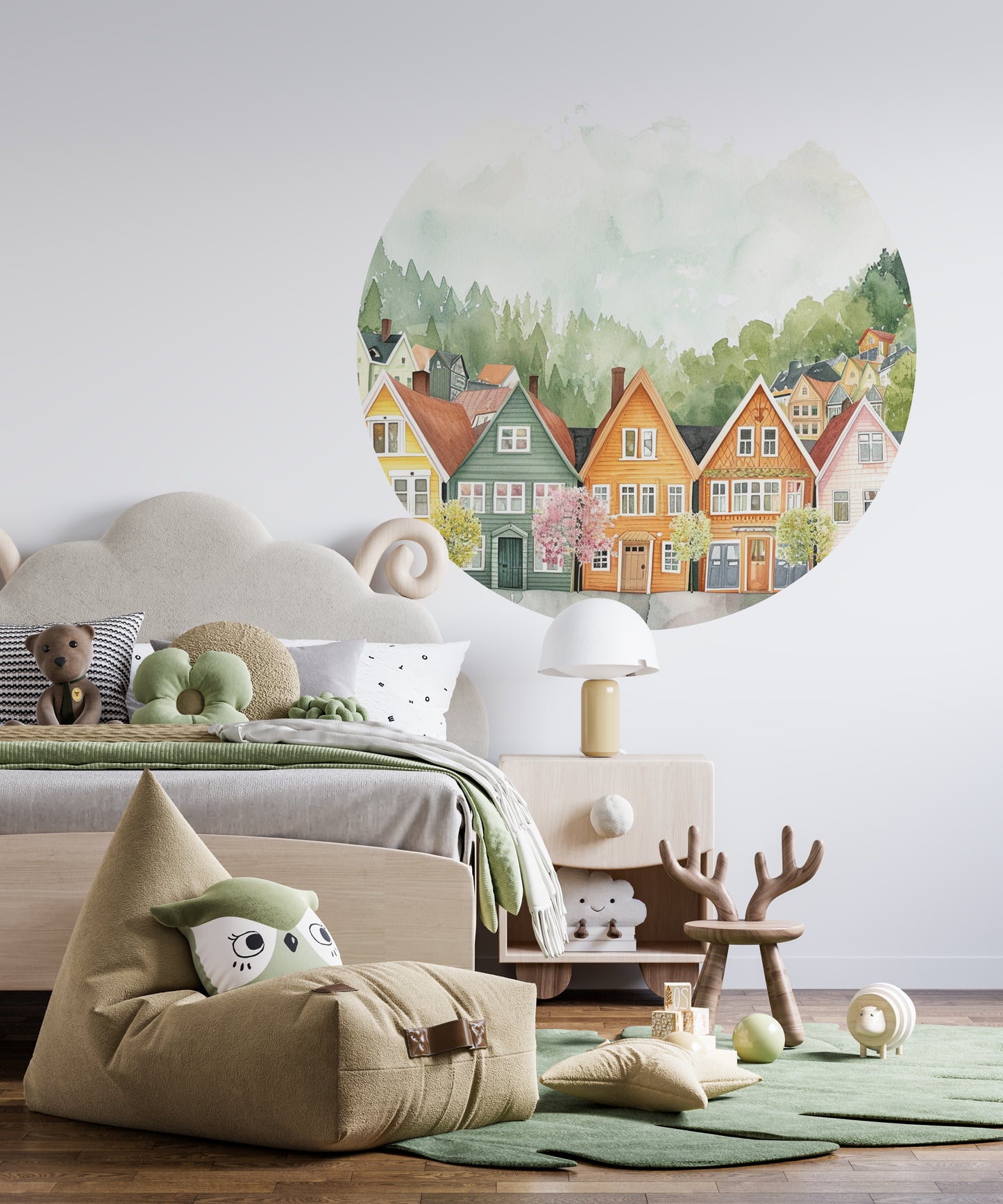 Norway Houses Round Decal