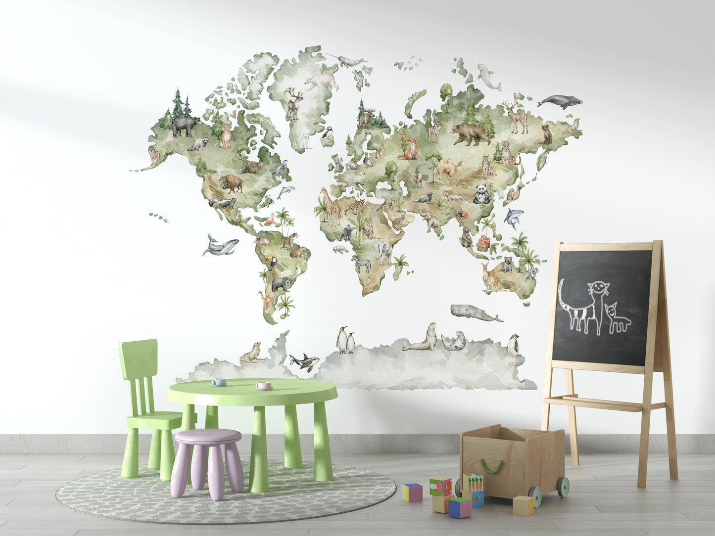 Animal Adventure World Map Wallpaper