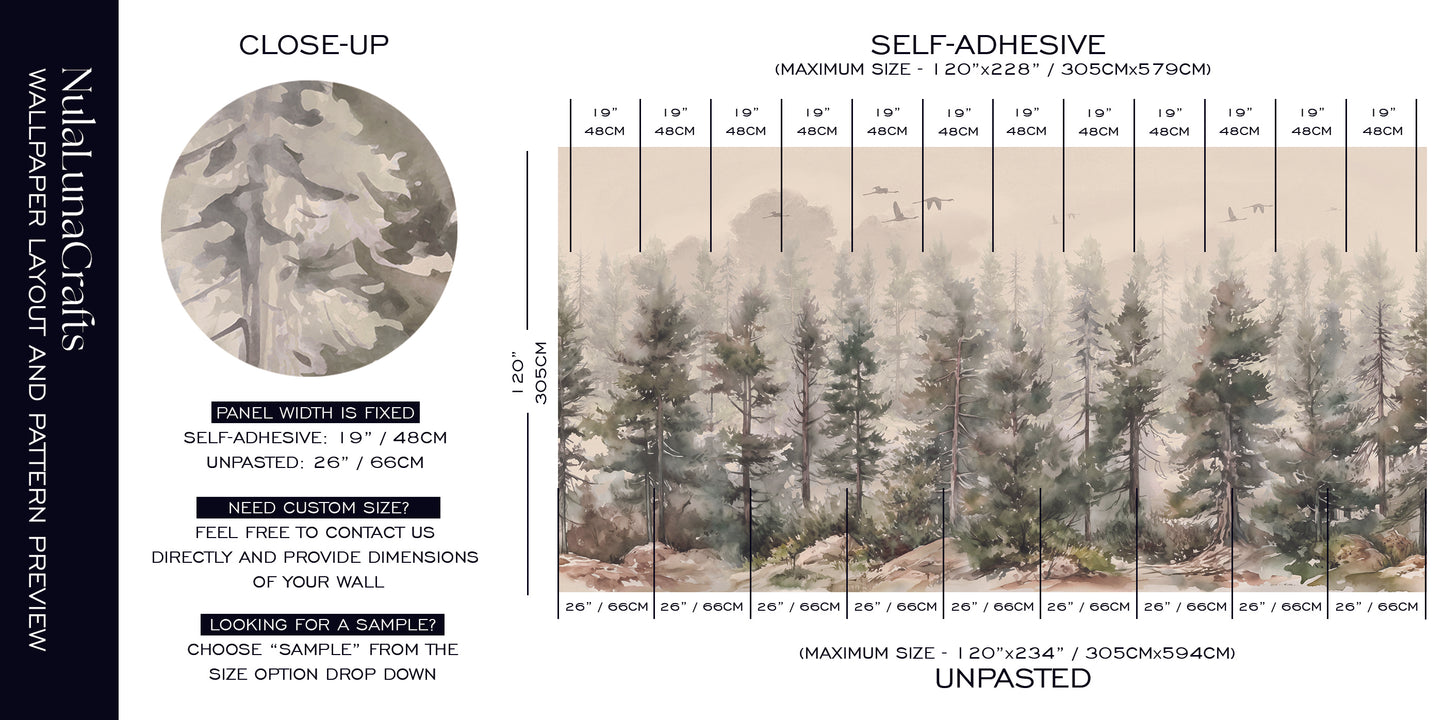 Aquarell Wald Tapete