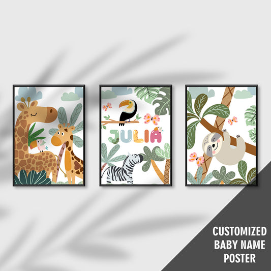 Custom Name Jungle Theme Poster