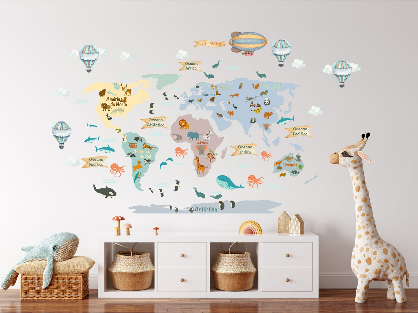 Personalised World Map Beige