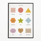 Colorful Educational Posters: Numbers, Shapes, & Alphabet
